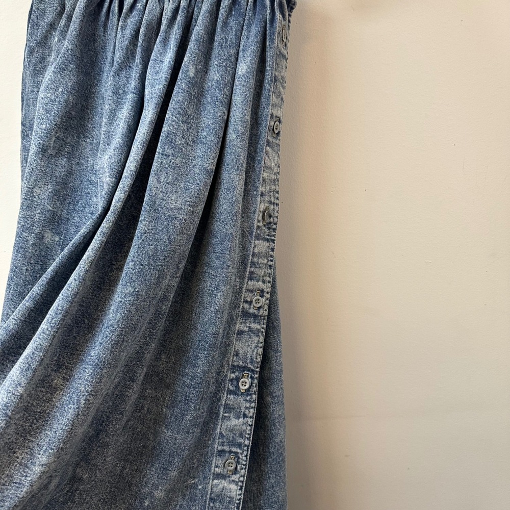 Vtg Calvin Klein Sport Denim Maxi Skirt Blue Acid Wash Side Button 90s USA 10 - Picture 8 of 9